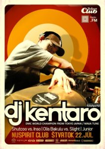NuSpirit prináša Ninja Tune’s the one and only DJ Kentaro BOMBING