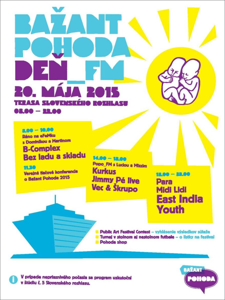 BAŽANT POHODA DEŇ_FM: EAST INDIA YOUTH, BEZ LADU A SKLADU, MIDI LIDI, PARA, VEC & ŠKRUPO, FUTBAL A ĎALŠIE NOVINKY BOMBING